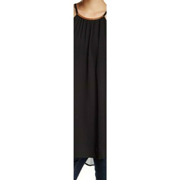 Draped chiffon tank gold hardware neck - Picture 2 of 5